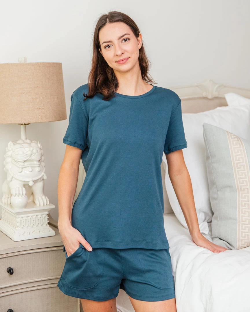 Leena & Lu Pima Tee And Short Pajama Set Leena & Lu Pima Tee And Short Pajama Set