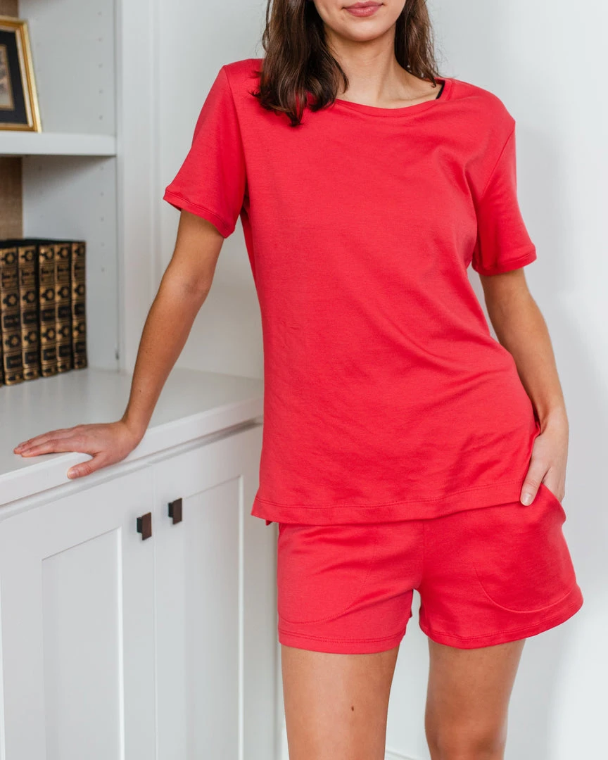 Leena & Lu Pima Tee And Short Pajama Set Leena & Lu Pima Tee And Short Pajama Set