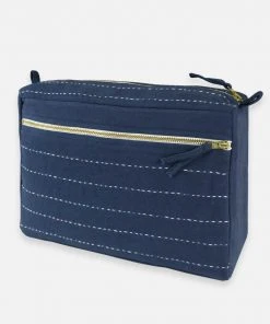 Anchal Accessories Pin Stitch Large Toiletry Bag - Navy