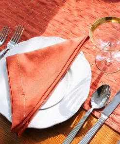 Anchal Pin Stitch Napkin Set - Rust Kitchen + Dining