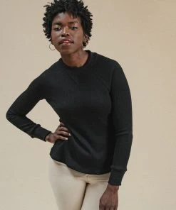 Poplinen Gloria Waffle Thermal Top - Black Clothing