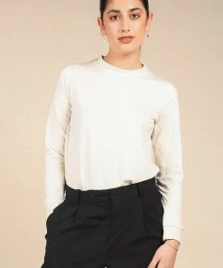 Poplinen Clothing Gwen Tencel Long Sleeve Tee - Ivory