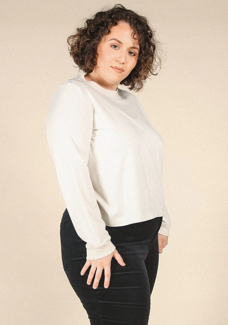 Poplinen Clothing Gwen Tencel Long Sleeve Tee - Ivory 3 Poplinen Clothing Gwen Tencel Long Sleeve Tee - Ivory