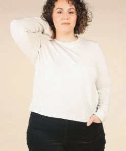 Poplinen Clothing Gwen Tencel Long Sleeve Tee - Ivory