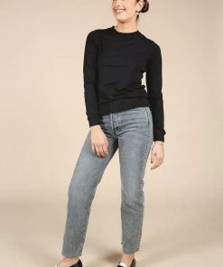 Poplinen Gwen Tencel Long Sleeve Tee - Black