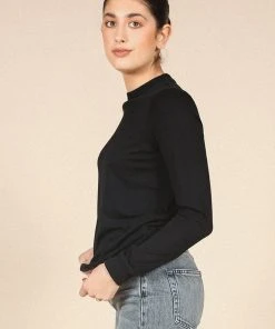 Poplinen Gwen Tencel Long Sleeve Tee - Black