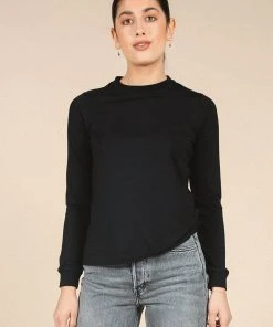 Poplinen Gwen Tencel Long Sleeve Tee - Black