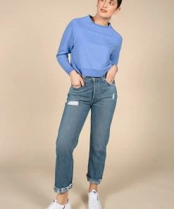 Poplinen Wilder Mock Neck Sweatshirt - Periwinkle Clothing