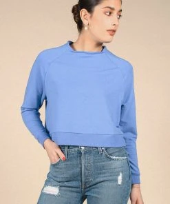 Poplinen Wilder Mock Neck Sweatshirt - Periwinkle Clothing