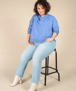 Poplinen Wilder Mock Neck Sweatshirt - Periwinkle Clothing