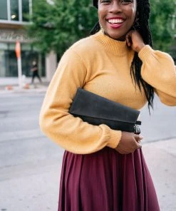 Purse & Clutch Small Asymmetric Clutch - Black