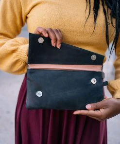 Purse & Clutch Small Asymmetric Clutch - Black