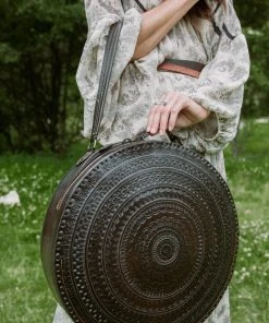 Purse & Clutch Embossed Circle Shoulder Bag - Charcoal Accessories