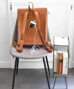 Purse & Clutch Leather Laptop Backpack - Russet Brown Accessories
