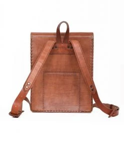 Purse & Clutch Leather Laptop Backpack - Russet Brown Accessories