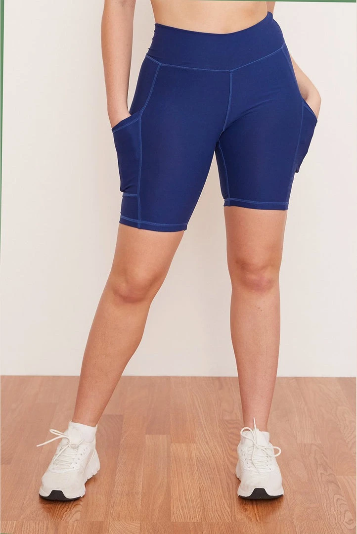 Wolven Recycled Bike Short With Pockets - Indigo Activewear + Athleisure 2 Wolven Recycled Bike Short With Pockets - Indigo Activewear + Athleisure