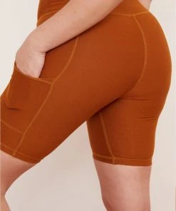 Wolven Best Sellers Recycled Bike Short With Pockets - Turmeric