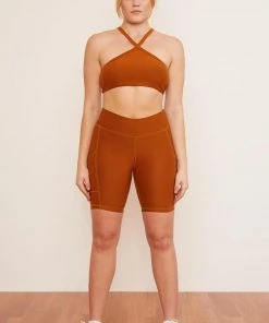 Wolven Best Sellers Recycled Bike Short With Pockets - Turmeric