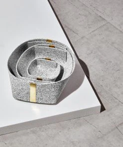 Slash Objects Recycled Rubber + Brass Basket Set - Gris