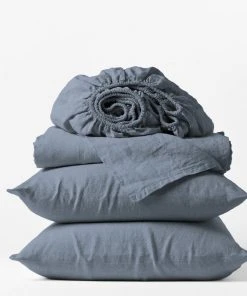 Coyuchi Relaxed Linen Sheet Set - Harbor Blue