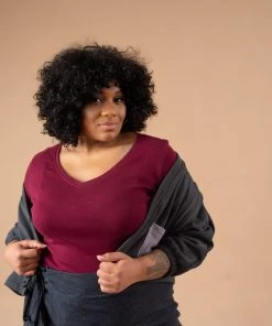 Tonlé Rib Upcycled V Neck Top