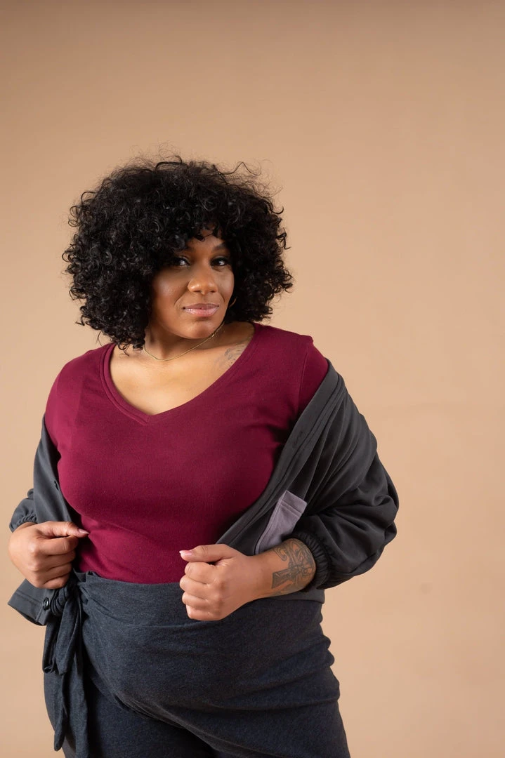 Tonlé Rib Upcycled V Neck Top 2 Tonlé Rib Upcycled V Neck Top