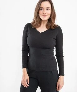 Tonlé Rib Upcycled V Neck Top