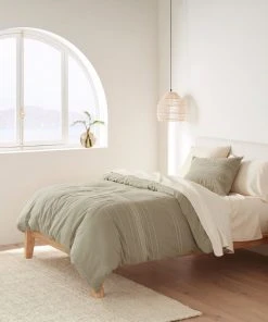 Coyuchi Home Goods Rippled Stripe Sham - Alpine White / Pale Gray