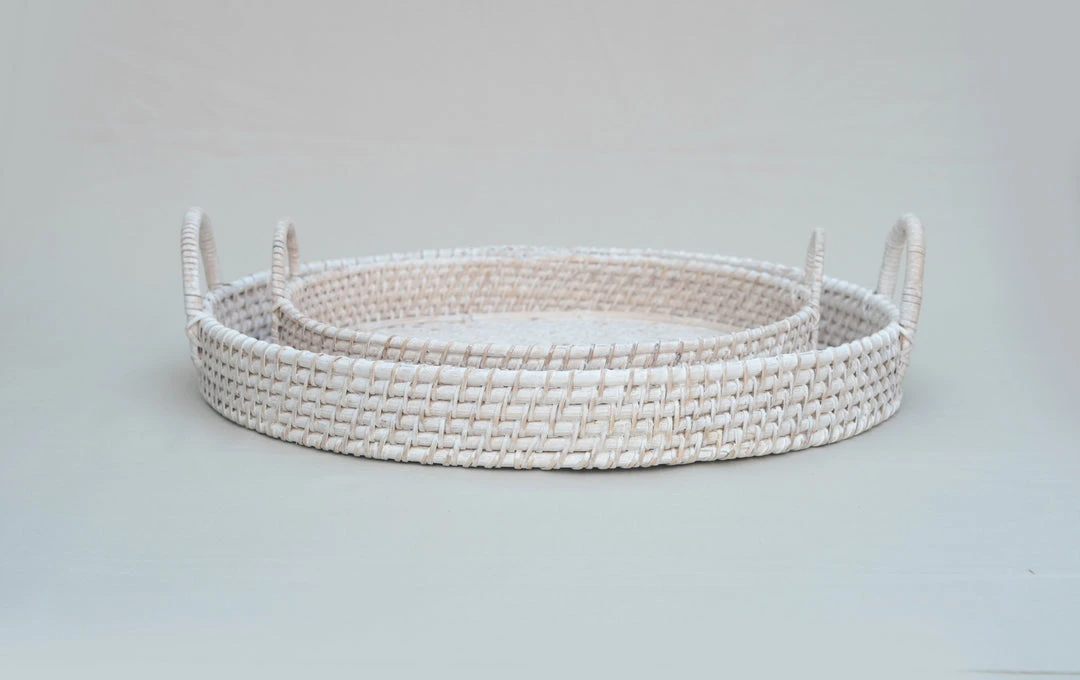 Amara New Arrivals Round Rattan Tray 8 Amara New Arrivals Round Rattan Tray