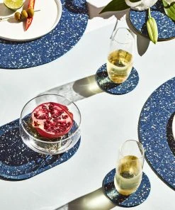 Slash Objects Round Recycled Rubber Coaster Set - Royal