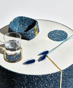 Slash Objects Round Recycled Rubber Coaster Set - Royal