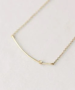 Sara Patino Jewelry Curved Bar Recycled Necklace - White Topaz Best Sellers