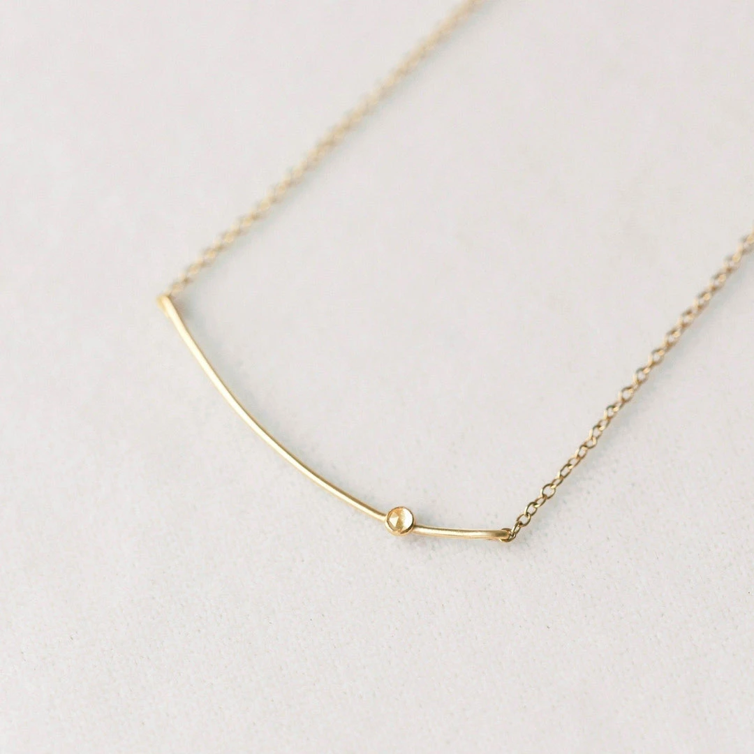 Sara Patino Jewelry Curved Bar Recycled Necklace - White Topaz Best Sellers Sara Patino Jewelry Curved Bar Recycled Necklace - White Topaz Best Sellers