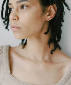 Sara Patino Jewelry Curved Bar Recycled Necklace - White Topaz Best Sellers 2 Sara Patino Jewelry Curved Bar Recycled Necklace - White Topaz Best Sellers