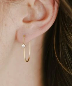 Sara Patino Jewelry Gold Recycled Hoop - White Topaz Best Sellers