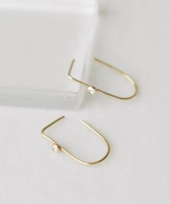 Sara Patino Jewelry Gold Recycled Hoop - White Topaz Best Sellers