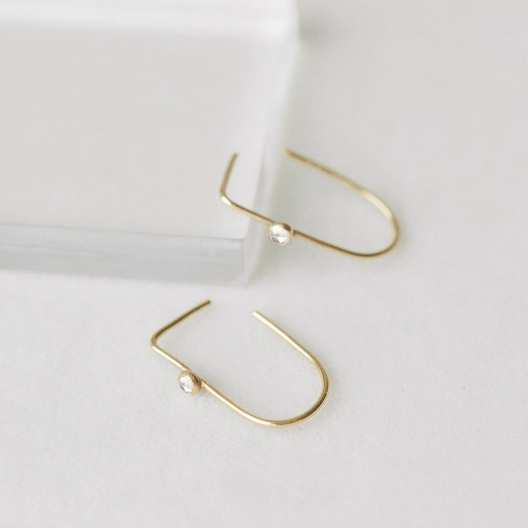 Sara Patino Jewelry Gold Recycled Hoop - White Topaz Best Sellers Sara Patino Jewelry Gold Recycled Hoop - White Topaz Best Sellers