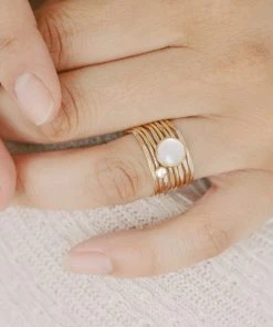 Sara Patino Jewelry Gold Recycled Stacking Ring - White Topaz Best Sellers