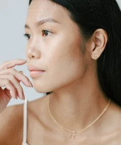 Sara Patino Jewelry Gold White Topaz Recycled Stud Earrings