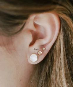 Sara Patino Jewelry Gold White Topaz Recycled Stud Earrings