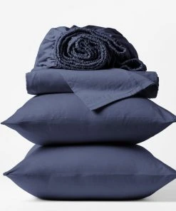 Coyuchi Sateen Sheet Set - Moonlight Blue Home Goods