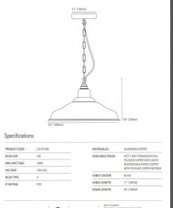 Ameico School Pendant Light - Polished Copper Lighting