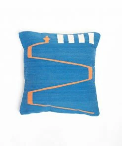 K-apostrophe Home Goods Serpents + Ladders Azul Wool Floor Pillow