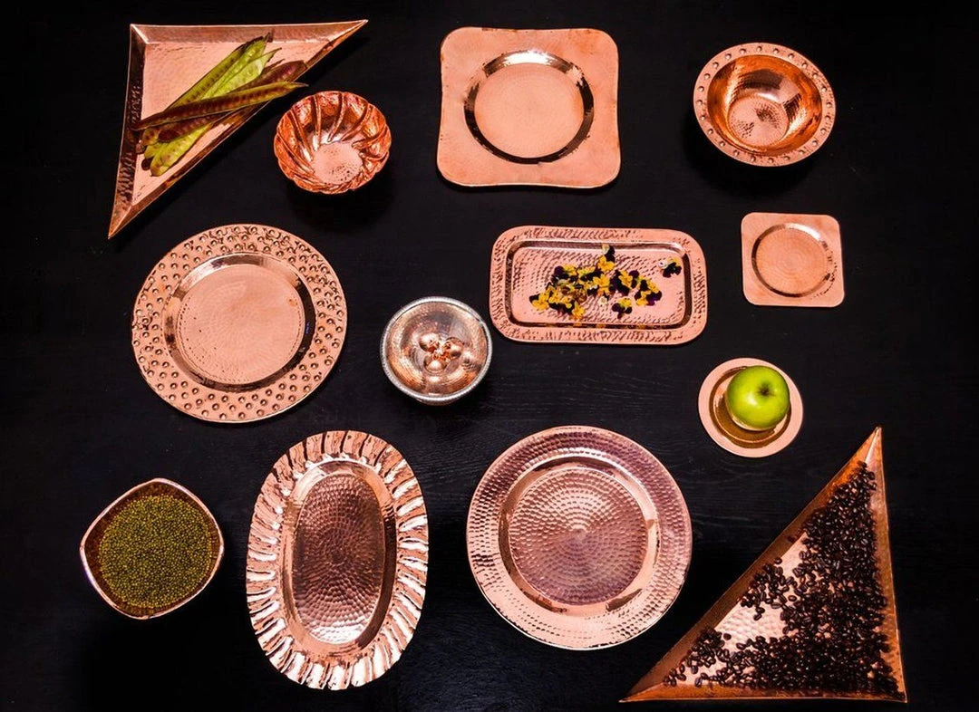 Sertodo Copper Aleppo Recycled Copper Triangular Platter Set 2 Sertodo Copper Aleppo Recycled Copper Triangular Platter Set