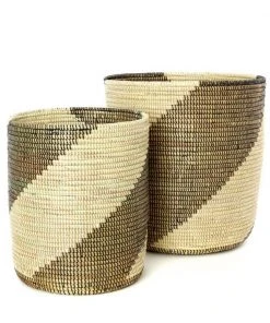 Swahili African Modern Home Goods Nesting Swirl Baskets Set