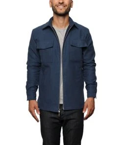 Signature Innovation Group Men's Double Zip Shirt Jacket - Blue