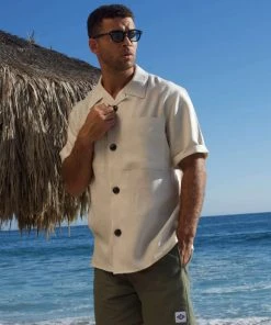 Signature Innovation Group Men's Safari Hemp Shirt - Bone