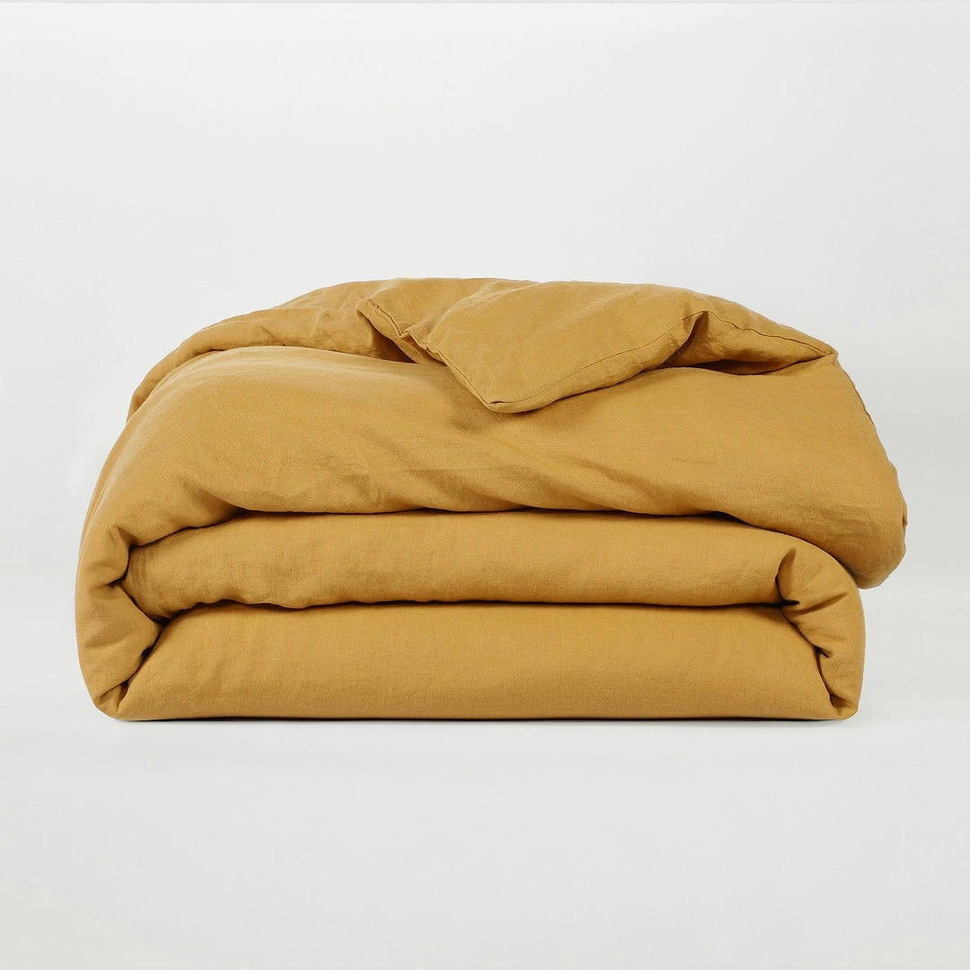 Sijo Home Goods French Linen Duvet Cover - Turmeric 1 Sijo Home Goods French Linen Duvet Cover - Turmeric