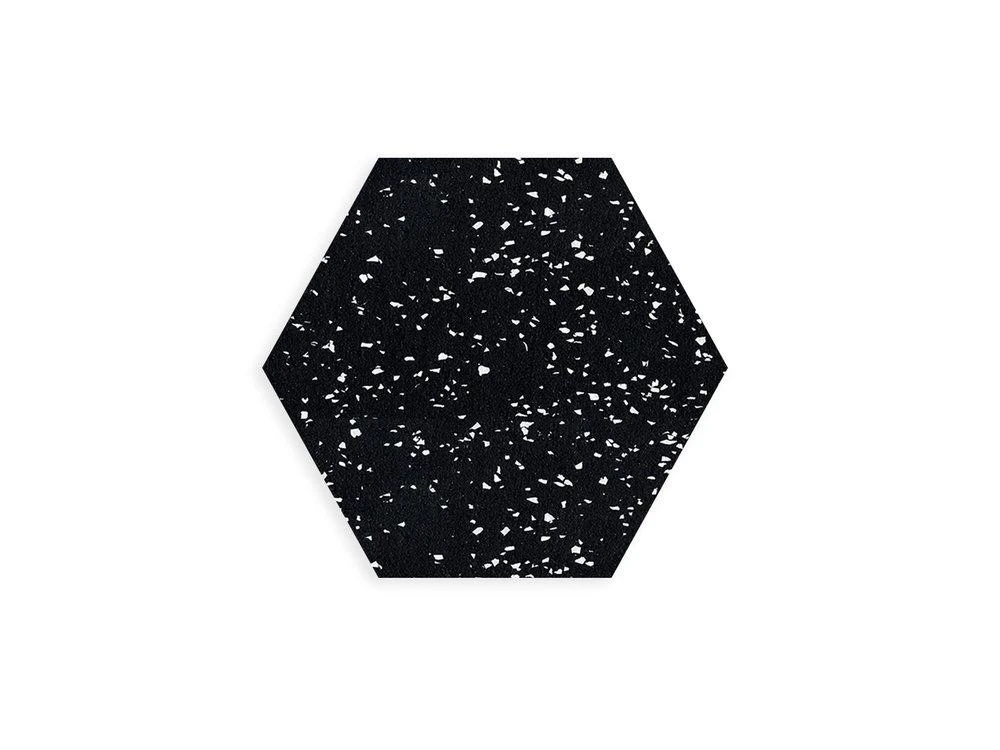 Slash Objects Hex Recycled Rubber Trivet Set - Speckled Black Slash Objects Hex Recycled Rubber Trivet Set - Speckled Black