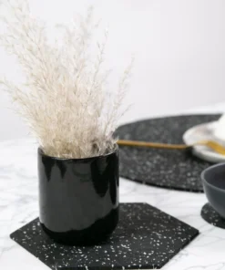 Slash Objects Hex Recycled Rubber Trivet Set - Speckled Black 3 Slash Objects Hex Recycled Rubber Trivet Set - Speckled Black